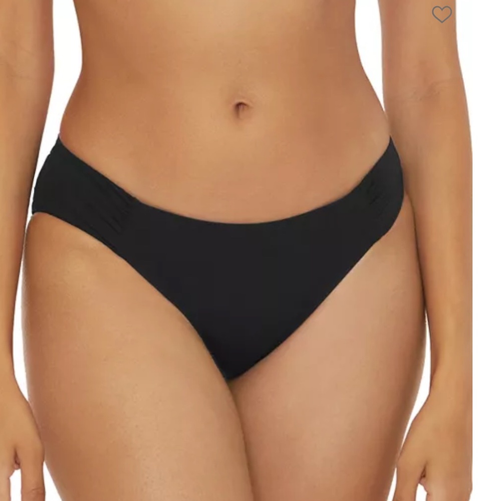 Becca Shirred Back Hipster Bikini Bottom Black Medium NWT Swimwear Cheeky